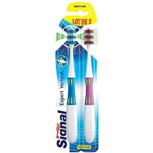 Signal Expert Vertical tandenborstel, medium, 2 stuks, op kleur gesorteerd
