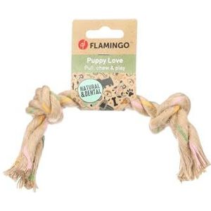 Flamingo Speelgoed voor puppy's, hennep, Luro, geknoopt, 2 knopen, bruin, M, 32 x 5 x 5 cm