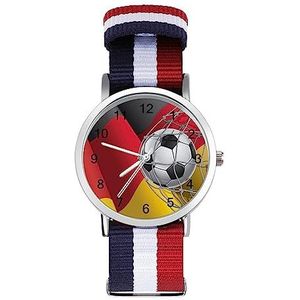 Voetbal Doel En Duitse Vlag Automatisch Horloge Voor Mannen Vrouwen Mode Quartz Horloge Armband Polshorloge Voor Thuiskantoor