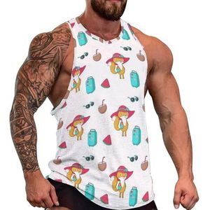 Zomer patroon met grappige vos heren tank top grafische mouwloze bodybuilding T-shirts casual strand T-shirt grappige sportschool spier