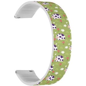RYANUKA Solo Loop Strap Compatibel met Amazfit Bip 3, Bip 3 Pro, Bip U Pro, Bip, Bip Lite, Bip S, Bip S lite, Bip U (Funny Cow Print Kids) Quick-Release 20 mm Stretchy Siliconen Band Strap Accessoire