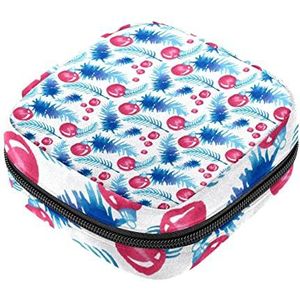 Maandverband opbergtas, vrouwelijke product zakjes draagbare periode kit tas voor meisjes vrouwen dames dennenboom tak-01, Meerkleurig, 4.7x6.6x6.6 in/12x17x17 cm