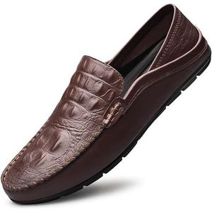 Loafers for heren Eenvoudige loafers met ronde neus Comfortabele platte hak Flexibele instappers for schoolfeesten (Color : Brown, Size : 39 EU)