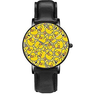 Strand Eend Patroon Rubber Klassieke Patroon Horloges Persoonlijkheid Business Casual Horloges Mannen Vrouwen Quartz Analoge Horloges, Zwart