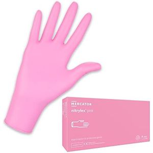 MERCATOR MEDICAL Nitrylex Wegwerphandschoenen, nitrilroze, maat XS, poedervrij, 100 stuks