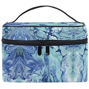 Marmer abstracte kunst blauwe cosmetische tas organizer rits make-up tassen zakje toilettas voor meisjes vrouwen