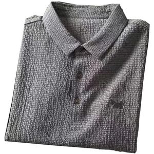 Heren Revers Knop Korte Mouw Polos Shirt Man Mode Eenvoudige T- Shirt Mannen Lente Zomer Solid Shirts, Donker Grijs9, S