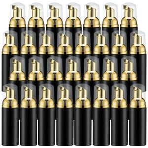 2 oz Schuimpompfles (30 stuks) Lege Reizen Schuimende Dispenser voor Handzeep, Lash Cleanser, Shampoo (60ml, Goud &Zwart