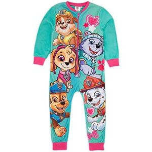 Paw Patrol Meisjes Blauwe Onesie | Alles-in-één loungekleding van fleece | Achtervolg Skye Rubble Marshall Everest | Pyjama voor kinderen PJ's Slaappak Nachtkleding | Gezellige cadeauartikelen
