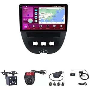 Android Autoradio Video Multimedia Speler, 9 Inch Touch Screen Radio Plug And Play Autotoebehoren met Bluetooth En Navigatie En Achteruitrijcamera Voor Toyota Aygo Citroen C1 Peugeot 107 2005-2014 (