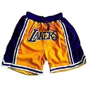 BEOOK Basketbalshorts, herenshirt Lakers James basketbalbroek # 23, herenshorts, zomer, borduurwerk, trainingsspel, korte broek, geel, S