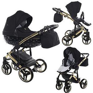 Kinderwagen Junama Exclusive met babyzitje en Isofix selectie door SaintBaby Black Gold 01 3-in-1 met babyzitje