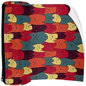 Potlood Case Pen Tas Houder met Rits Coin Organizer Tassen Make-up Cosmetische Pouch voor Vrouwen Tiener Meisjes Jongens Kinderen, Slapende Katten Patroon Oranje Rood Geel