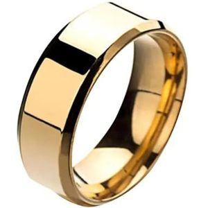 Zilver Zwart Roestvrij Stalen Ring Klassieke Effen Kleur Metalen Trouwring Heren Sieraden Ring (Color : Golden_US 5)