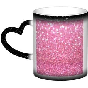 XDVPALNE Roze glitter, keramische mok warmtegevoelige kleur veranderende mok in de lucht koffiemokken keramische beker 330 ml