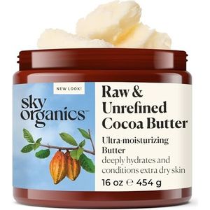 Sky Organics Cacaoboter crème voor het lichaam, 100% natuurlijke en ongeraffineerde boter, verlichtend, kalmerend en verstevigend, 454 g