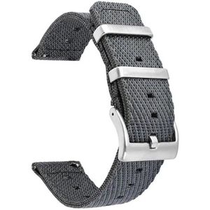 Quick Release Nylon Geweven Horlogeband 18 20 22 24mm Stof Platte Kop Unisex Band Roestvrijstalen Gesp Vervangende Band for Traditioneel Of Slim Horloge(Gray,20mm)