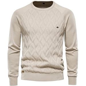 Wintertrui, Herentruien Effen kleur O-hals Lange mouw Gebreide herentrui Wintermode Warme truien for heren(Khaki,Size M 65-72 kg)