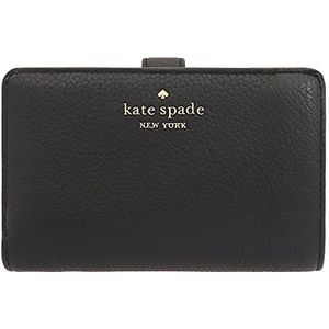 Kate Spade New York Leila Medium Compact Bifold Portemonnee Leer Zwart, Zwart, Medium, Tweevoudige portemonnee