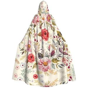 YQxwJL Moderne bloemenprint capuchon lange lengte cape, unisex capuchon Halloween kerst mantel kostuums partij cape