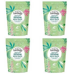 Lavology – Bitterbadzout – alle natuurlijke ingrediënten – rustgevend, ontspannend, 1 kg x4
