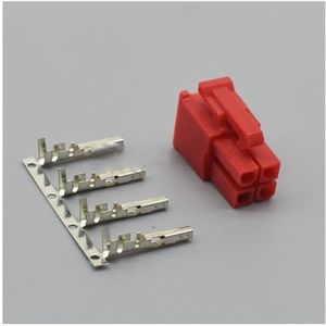 ChunLK 10-50 Set 4.2mm Pitch Connector 4Pin Man Vrouw Computer Grafische Kaart ATX 5557 5559 Transparant Zwart Stopcontact Met Pinnen(Female red set,50Sets)
