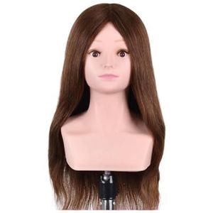 Trainingshoofd Mannequin met Schouder 24'' 80% Echt Haar Kapsels Kapper Oefenhoofd Vlechthoofd(100Real Hair Bro)