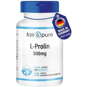 Fair & Pure® - L-proline 500mg - vegan - hoge dosering - zonder magnesiumstearaat - 120 proline tabletten