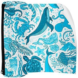 Potlood Case Blauw Onderwater Zee Leven Boundless Pouch Bag Pen Rits Tas voor Kantoorartikelen Reizen School Student Supplies