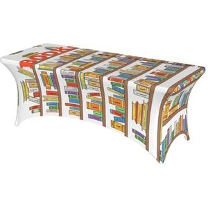 EdWal Grappige boekenplanken collectie en ladderprint spandex 6ft rechthoekige stretch terrastafelhoezen voor bruiloften, feesten, verjaardagen