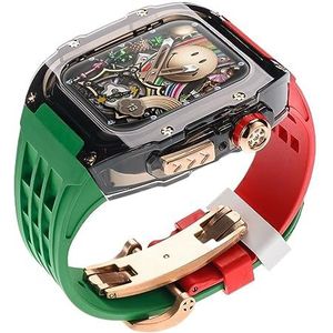OFWAX Transparante Horlogekast Band Mod Kit, Voor Apple Watch 45mm 44mm, Horloge Cover+Fluororubber Sport Horloge Strap, Voor Iwatch Series 8 7 6 SE 5 4 Band Refit, 44MM, agaat
