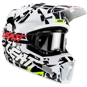 Leatt 3.5 Zebra Motorcross helm met bril (White/Black,L (59/60))