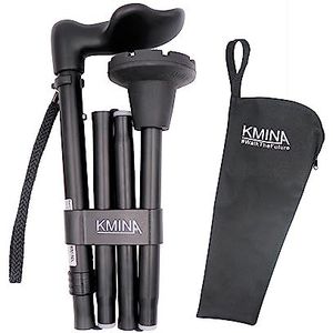 KMINA - Ergonomische Wandelstokken voor Mannen (Rechterhand), Opvouwbare Wandelstokken voor Dames, Palmgreep Wandelstok, Opvouwbare Wandelstokken voor Dames, Wandelstokken voor Heren - Made in Europe