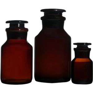 Bruine wildmondfles van hoog borosilicaatglas, laboratoriumfles met grote opening en transparante reagensfles (250 ml, 2 stuks)(2500mL 1pc)