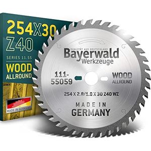 Bayerwald - HM tafelcirkelzaagblad Ø 254 mm x 2,8 mm x 30 mm (voor hout, spaanplaat, profiellijsten etc.) | combinatiegaten voor Bosch GTS 10 & PTS 10 (40 tanden)