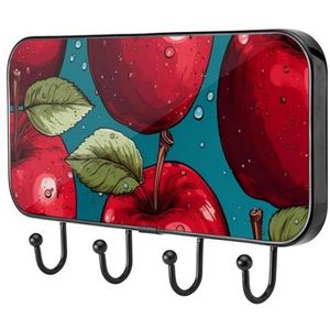 etoenbrc Vintage rood fruit kapstok haken muur gemonteerd,4 ijzeren kleerhanger haken voor opknoping jassen, decoratieve kapstokken voor muur Heavy Duty voor kleding tas sleutel