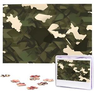 KHiry Puzzels 1000 stuks gepersonaliseerde legpuzzels leger camouflage foto puzzel uitdagende foto puzzel voor volwassenen Personaliz Jigsaw met opbergtas (74,9 cm x 50 cm)