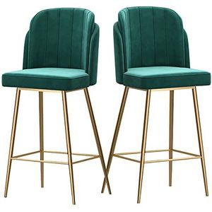 Barkruk barkruk stijlvolle barkrukken set van 2, moderne fluwelen barstoelen met rugleuning en voetenbank voor keuken, café diner, pub, zithoogte 65 cm