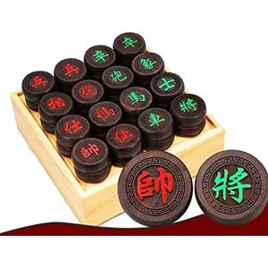 Schaakspel, Chinees traditioneel Xiangqi klassiek educatief strategiespel, bordspelset met koffer/leer schaakbord/stukken, puzzelspellen for 2 spelers(Size:4.8cm/1.9"")
