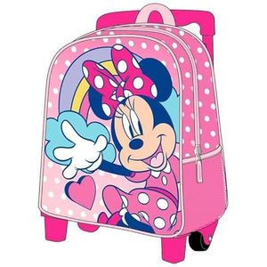 Kinderrugzak Minnie Mouse, roze, 25 x 10 x 29 cm, van polyester, met ritssluiting, Minnie print, origineel product, ontworpen in Spanje, Roze, Standaard, Casual