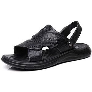 EKsma Heren sandalen heren zomer sandalen outdoor ademend open teen strand casual heren sandalen, Zwart, 41.5 EU