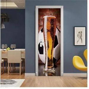 Deurstickers Voetbal 3D Deursticker Voetbal Behang Bal Sport DIY Zelfklevende PVC Deur Muurtattoo Slaapkamer Decor Post Muurschilderingen Stickers (Kleur : D, Grootte : 85x215cm)