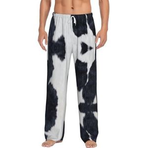 Dexnel Koeienhuid Zachte Pyjama Broek Voor Mannen,Klassieke Slaapbroek Comfortabel, Polyester Pyjama Broek Met Zakken, Wit, S
