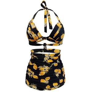 Dames Bikini Set Bandage Bikini's Badpakken Vrouwen Halter Bloemenprint Top Hoge Taille Ruches Bottom 2 Stuks Badmode Conservatieve Strik Bikini Set, C-2101-581497229826, S