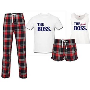 60 Second Makeover Limited The Boss The Real Boss Passende Pyjama Tartan Set Koppels Pyjama Kerstverjaardag, Rood, Dames M Heren M