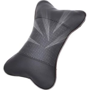 2-delige autokussen, ademend, autohoofdsteun, nekkussen, universeel, zacht kussen voor de nek en hoofdsteun(Black PU)