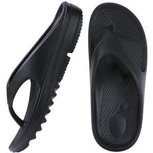 AHUFGN Sandalen Unisex Zachte Wolk Slippers Platform Flip Flops Vrouwen Zomer Strand Sandalen Met Boog Ondersteuning Antislip Badkamer Slides, Balck B, 44(26.5cm)