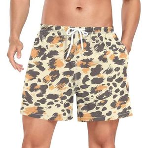 Niigeu Cartoon naadloze luipaardhuid mannen zwembroek shorts sneldrogend met zakken, Leuke mode, L