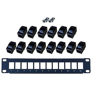 Patch Panel 12 Poort CAT6 10G Ondersteuning 1U Netwerk Patch Panel UTP 19 ""Wallmount of Rackmount Punch Down Blok voor CAT6 12 poort cat6 patch panel