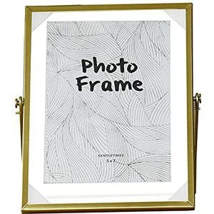 Familie Fotolijst, 1 Stuk Tafelblad Glazen Fotolijst, Geometrische Gouden Fotolijst (7 Inch)